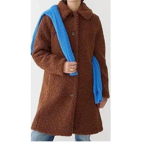 J. CREW COAT TEDDY SHERPA BROWN MEDIUM - Picture 2 of 15